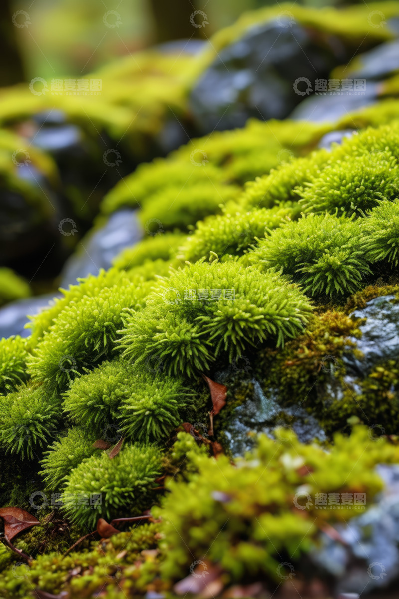 高清大图下载【趣麦麦图】岩石上的翠绿苔藓