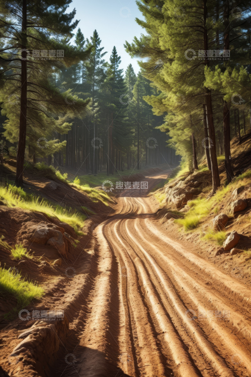 高清大图下载【趣麦麦图】森林中的泥土道路