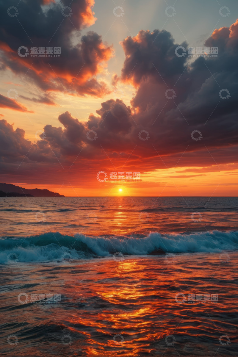高清大图下载【趣麦麦图】海边日落天空海洋景象