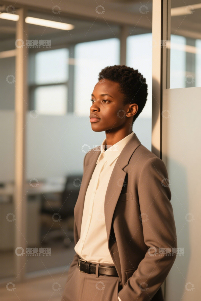 高清大图下载【趣麦麦图】时尚商务人士室内侧身照