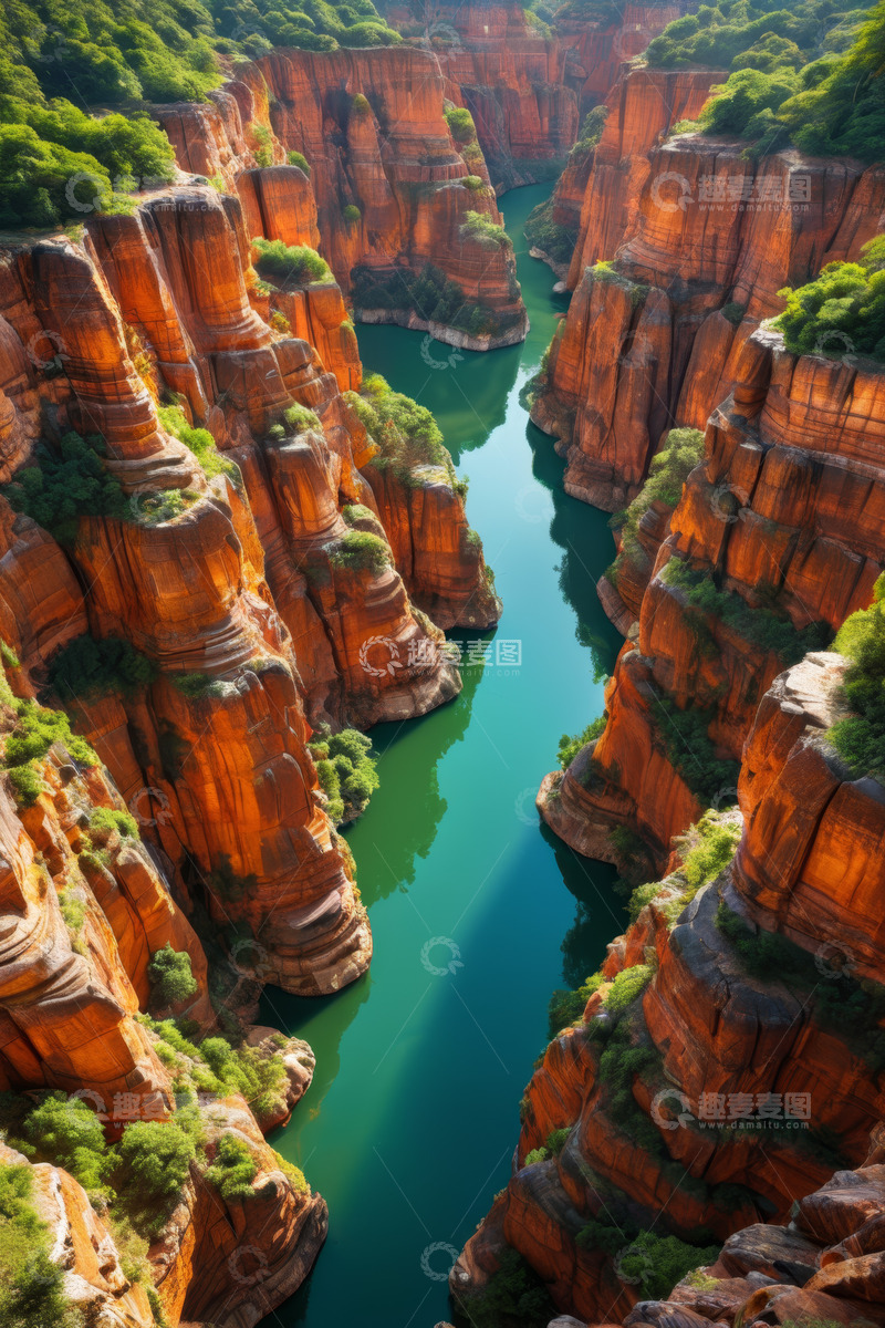 高清大图下载【趣麦麦图】峡谷自然风光俯瞰图