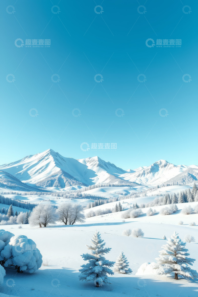 高清大图下载【趣麦麦图】冬日雪山雪景全景
