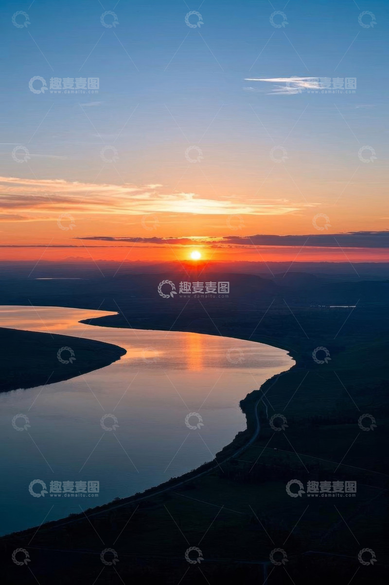 高清大图下载【趣麦麦图】河流日出自然风光全景