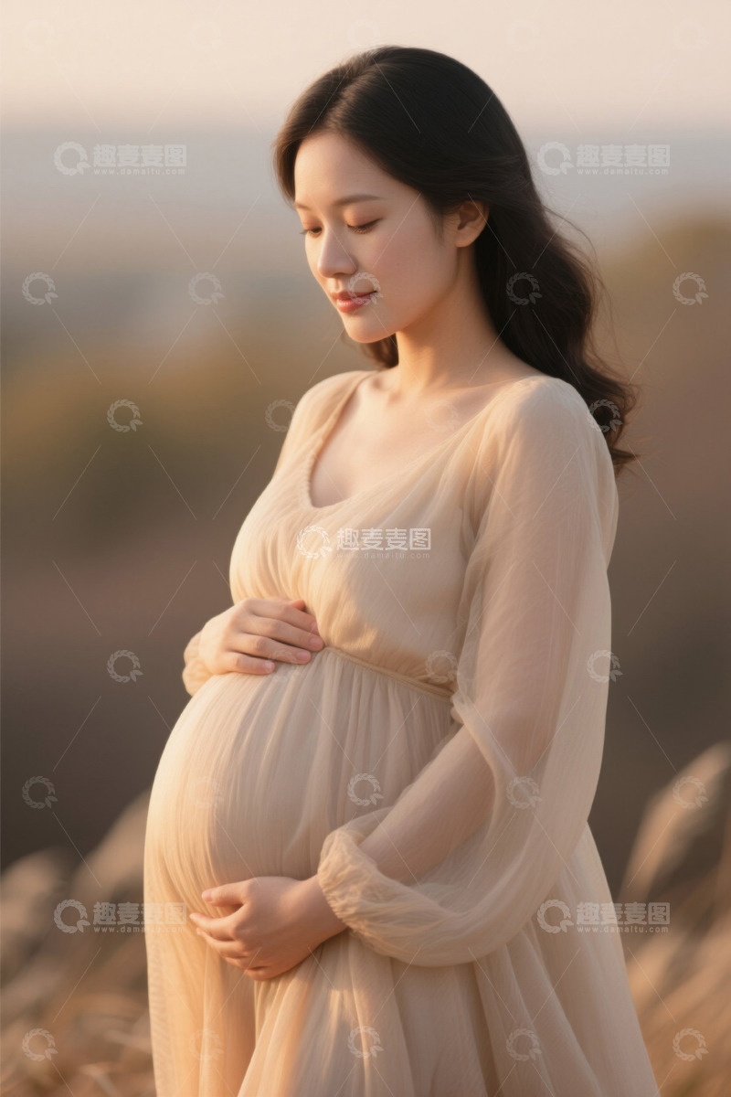 高清大图下载【趣麦麦图】孕妇户外写真温柔优雅