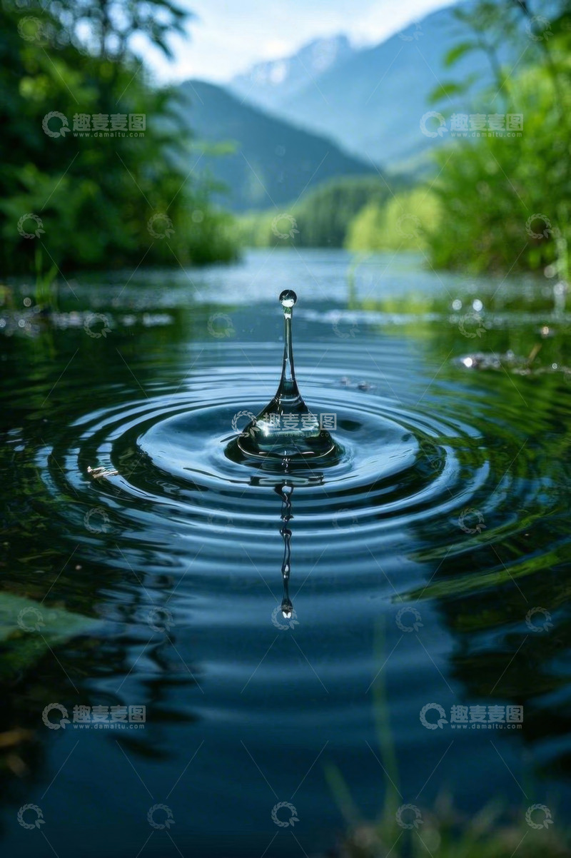 高清大图下载【趣麦麦图】水滴落入湖面自然风光