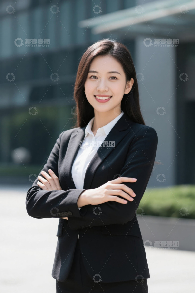 高清大图下载【趣麦麦图】自信微笑的职场女性职业装