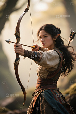 森林精灵女弓箭手精准射箭
