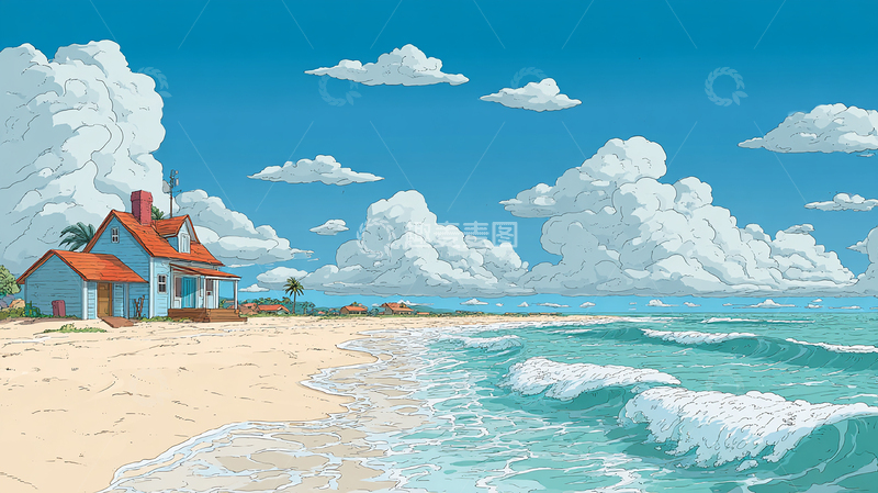 高清大图下载【趣麦麦图】海滩别墅与自然和谐