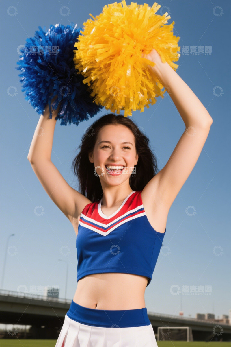 高清大图下载【趣麦麦图】啦啦队女孩阳光下欢笑
