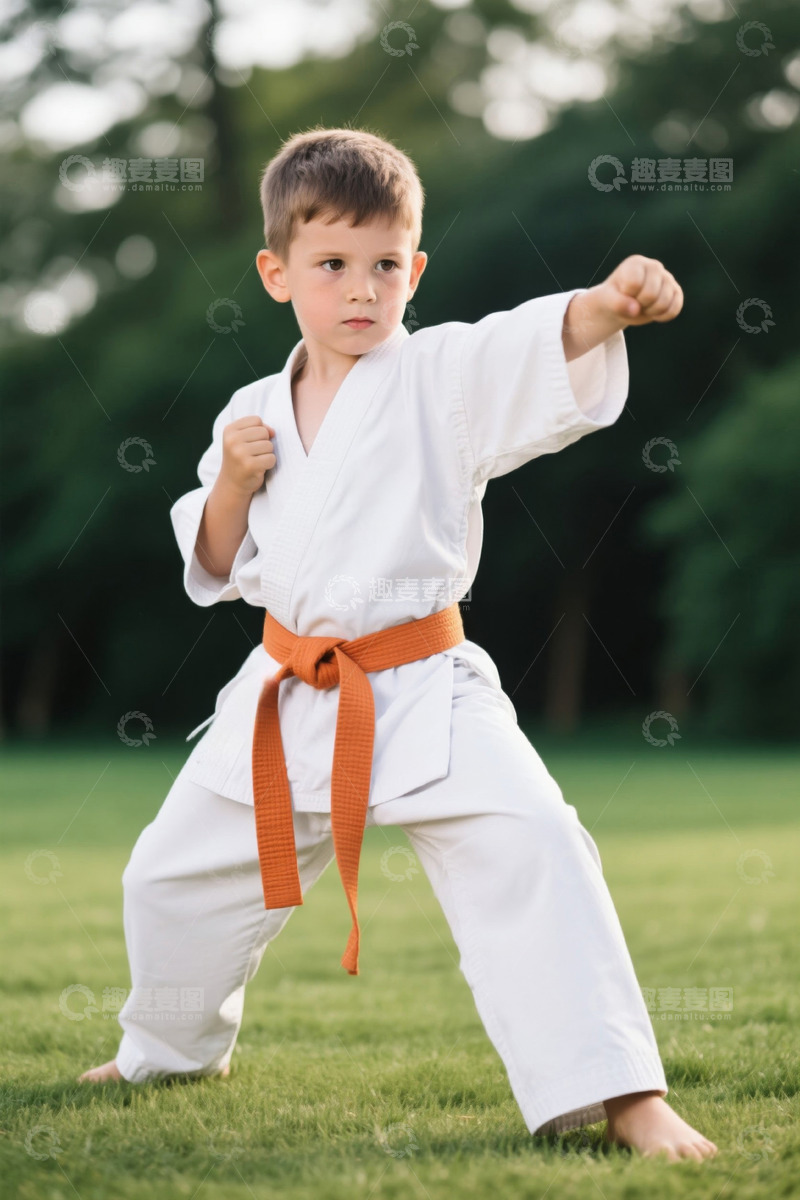 高清大图下载【趣麦麦图】少年练习空手道姿势优美