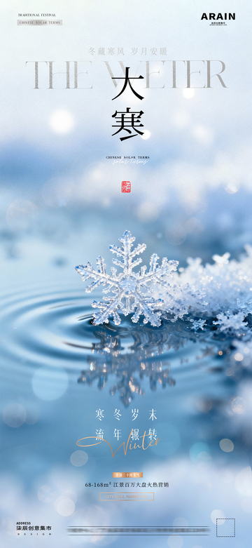 地产小寒大寒雪花天风景海报1