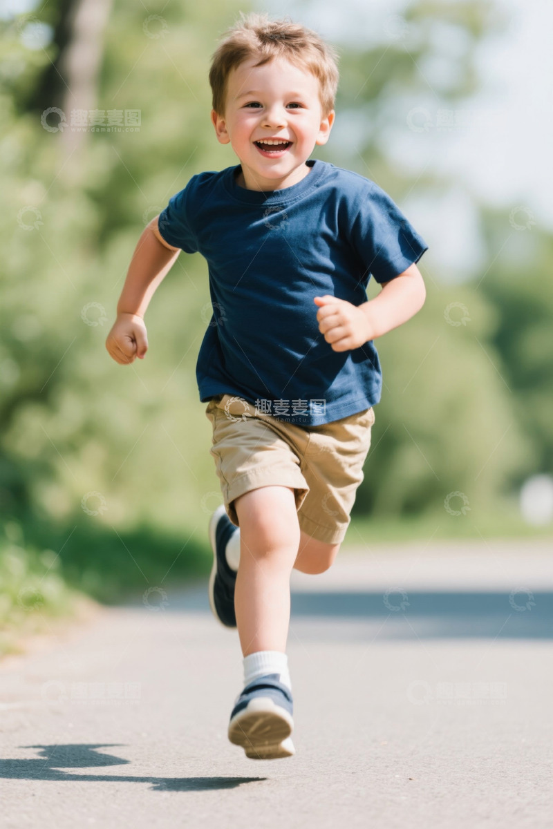 高清大图下载【趣麦麦图】快乐奔跑的小男孩户外写真