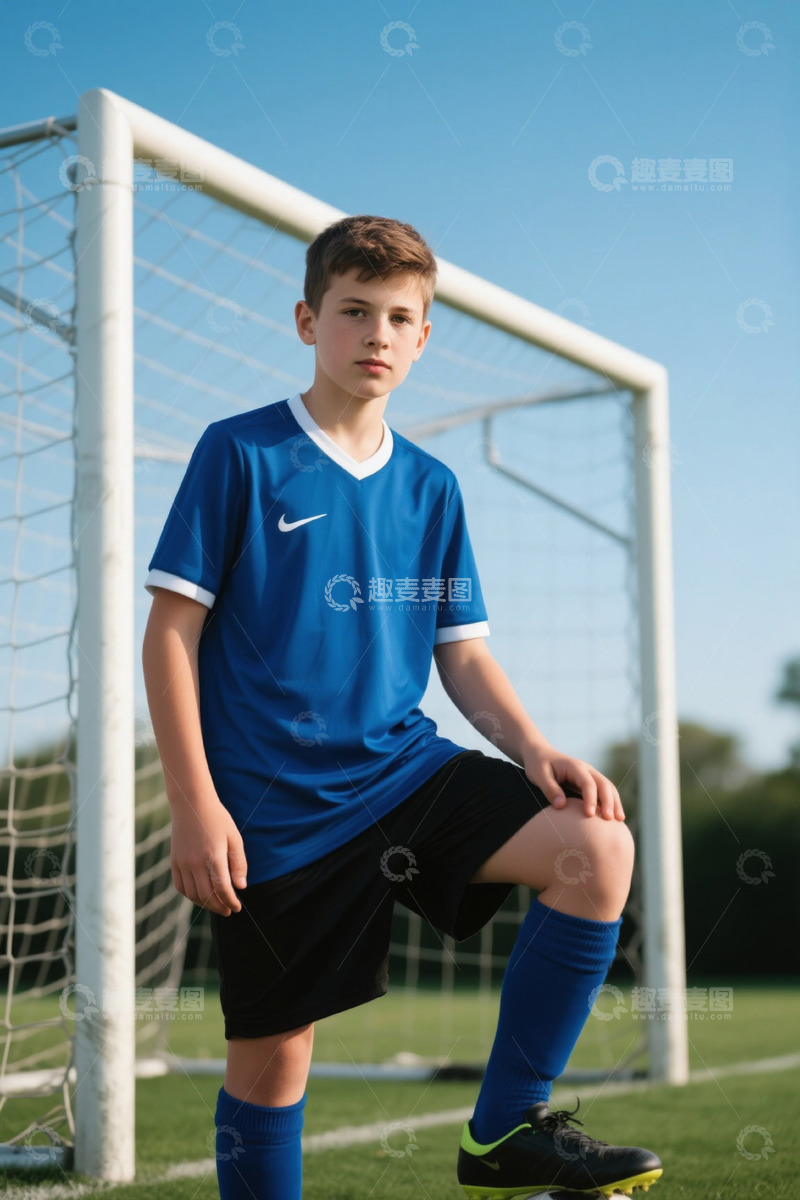 高清大图下载【趣麦麦图】足球少年守门员英姿飒爽