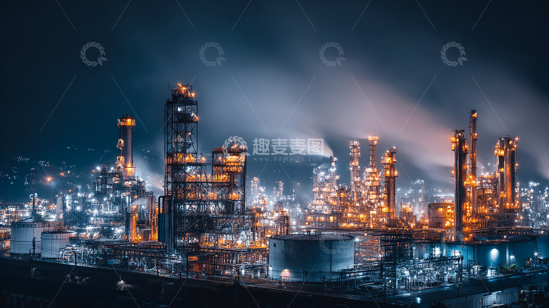 高清大图下载【趣麦麦图】夜幕下的工业奇景