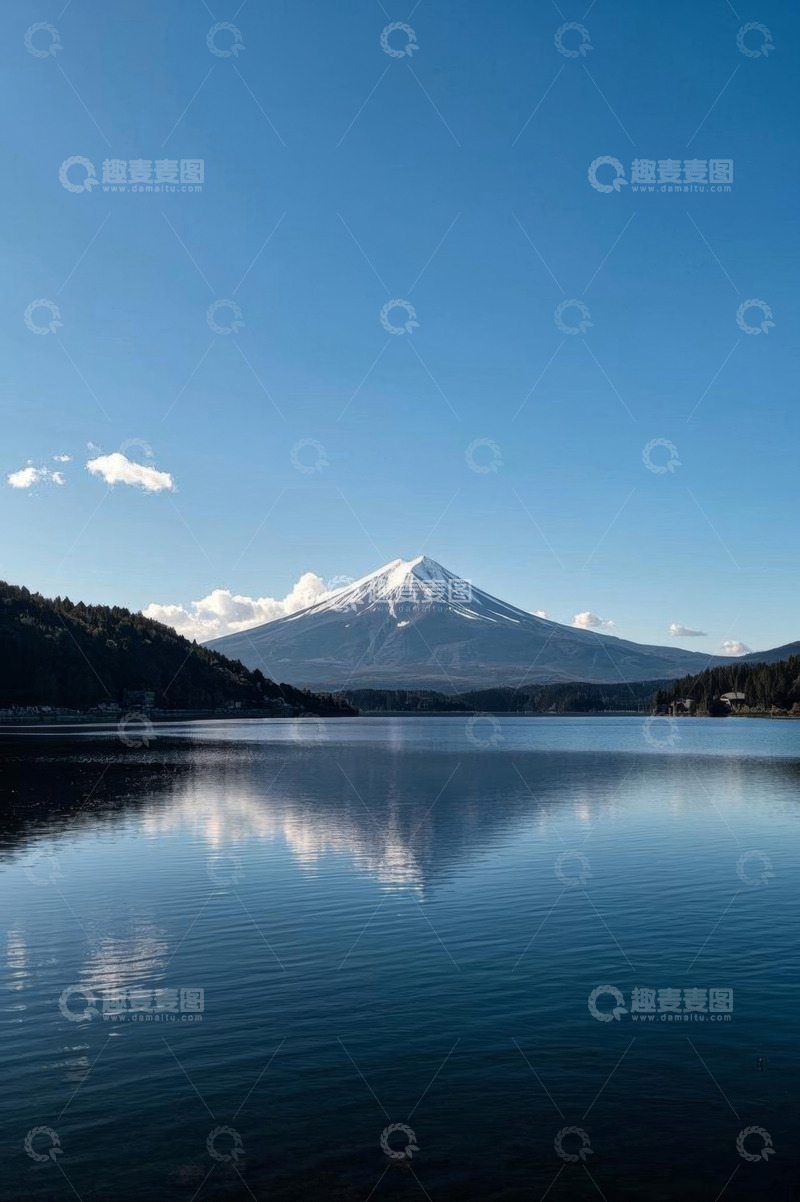 高清大图下载【趣麦麦图】日本富士山与湖泊风景
