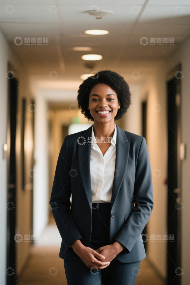 高清大图下载【趣麦麦图】自信职场女性走廊写真