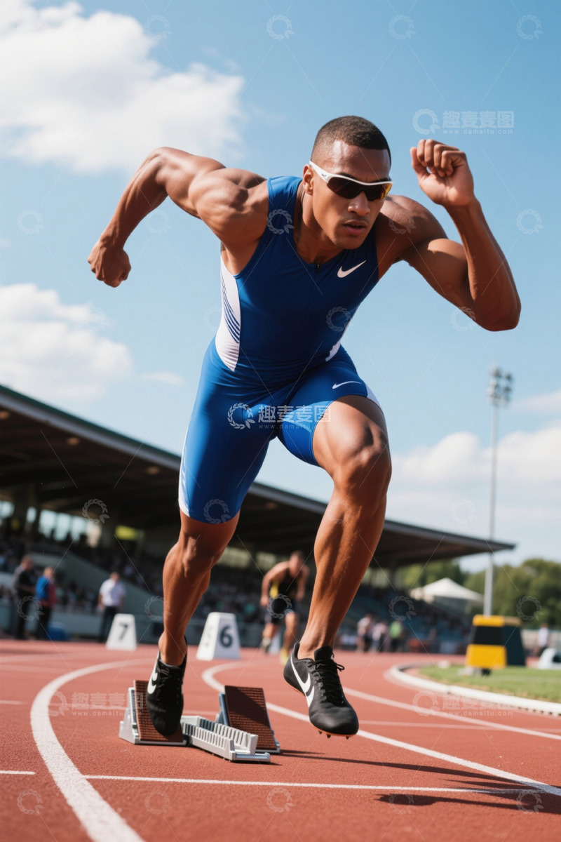 高清大图下载【趣麦麦图】健壮运动员起跑瞬间
