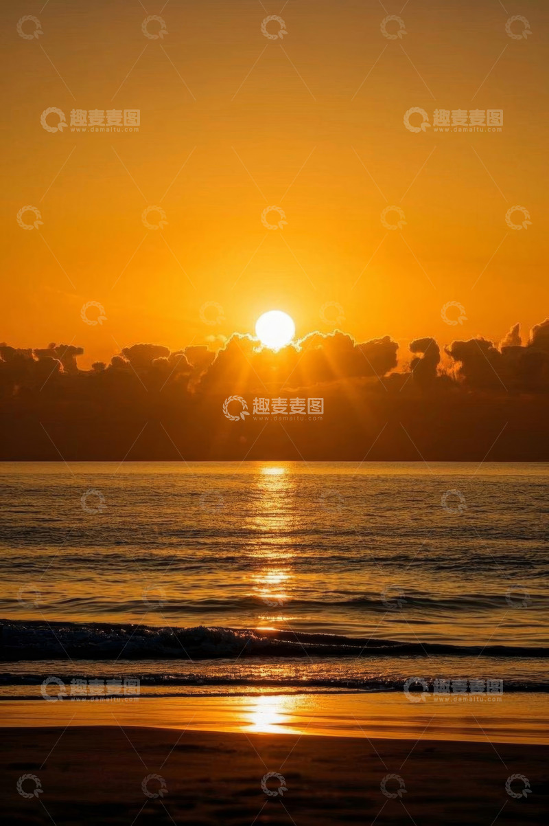 高清大图下载【趣麦麦图】海滩日出海洋景象