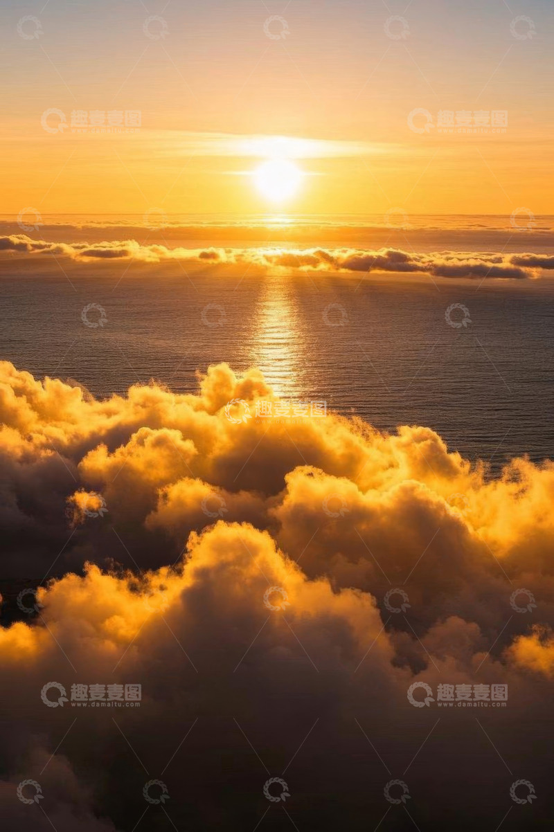 高清大图下载【趣麦麦图】海上日出云海景观