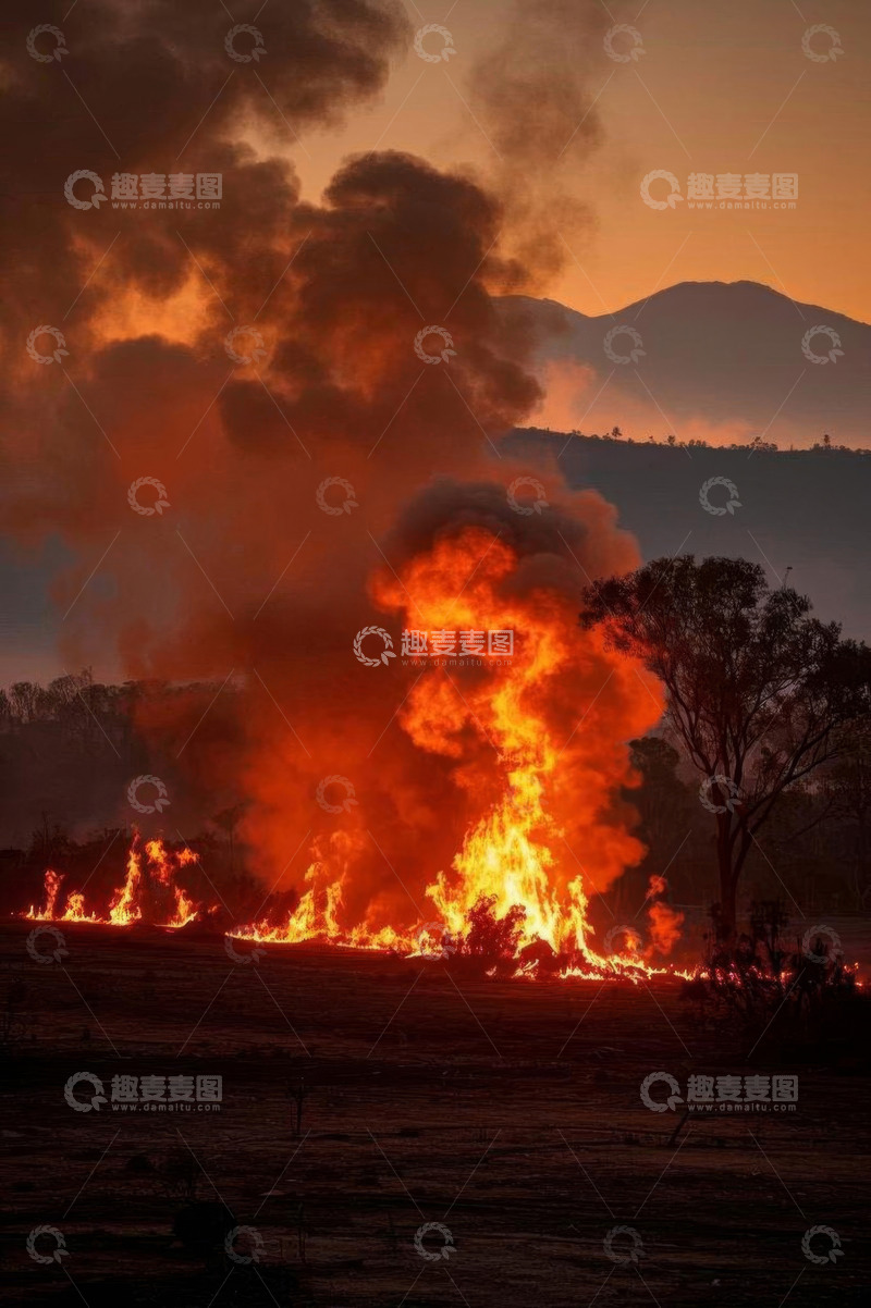 高清大图下载【趣麦麦图】野外山林熊熊燃烧的火焰