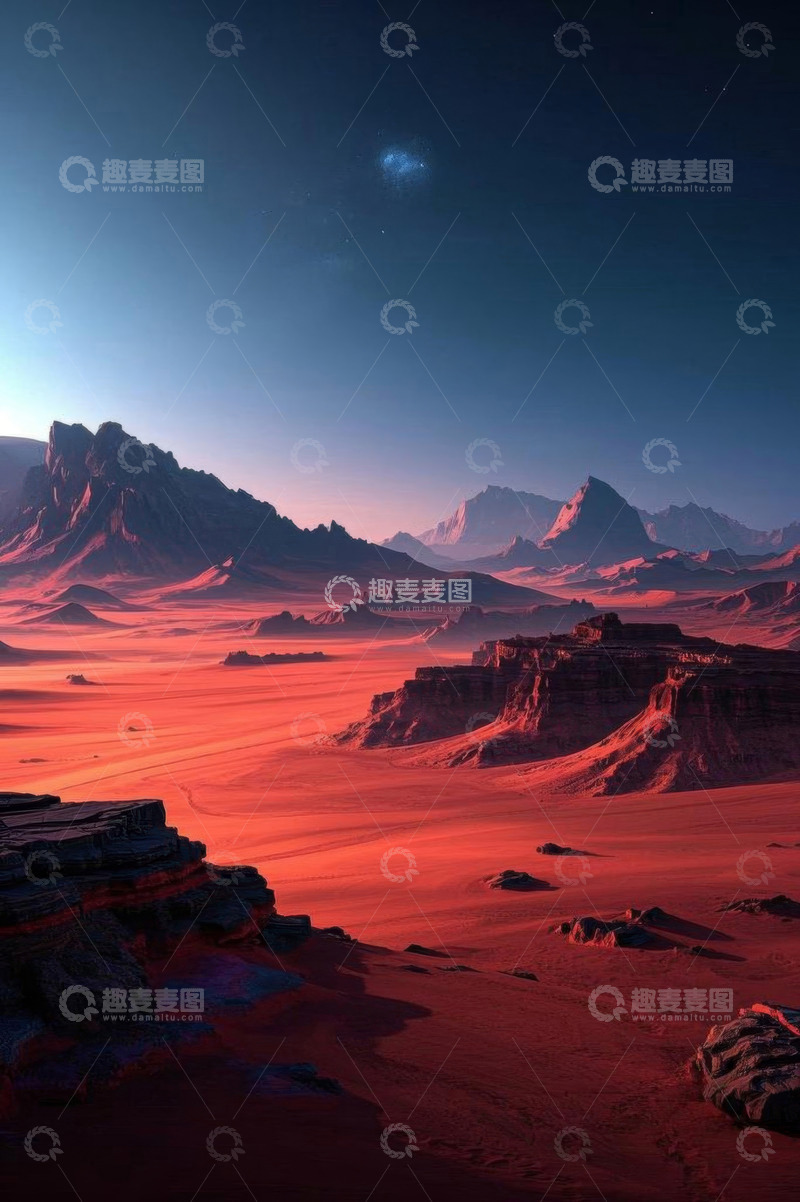 高清大图下载【趣麦麦图】火星地貌远景风光