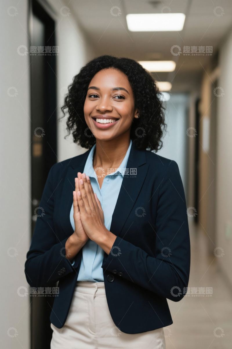 高清大图下载【趣麦麦图】职场女性微笑合十双手