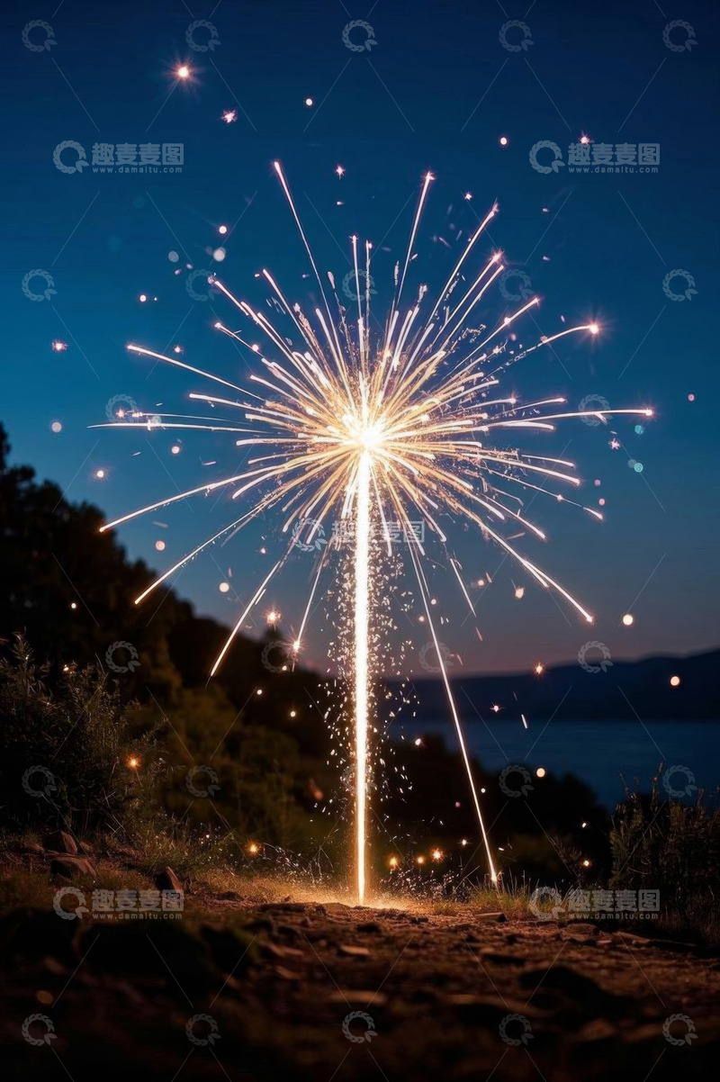 高清大图下载【趣麦麦图】夜空下绽放的绚烂烟花