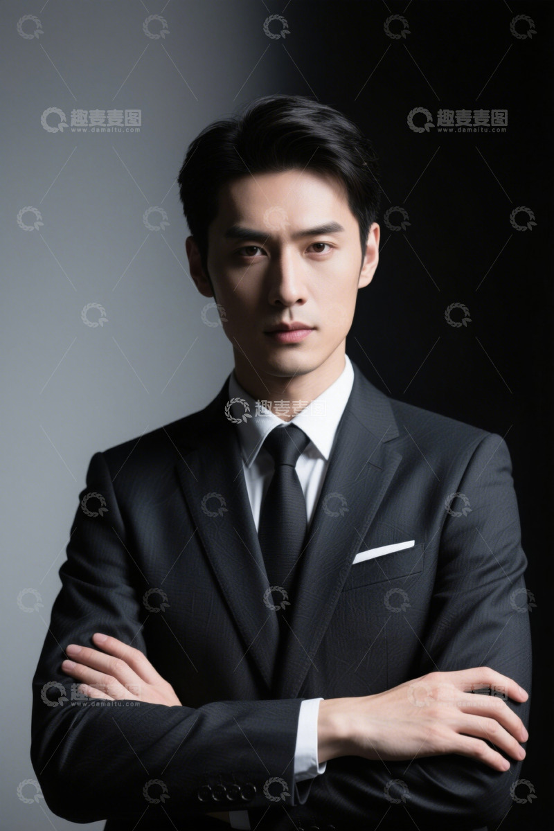 高清大图下载【趣麦麦图】西装革履男子自信凝视