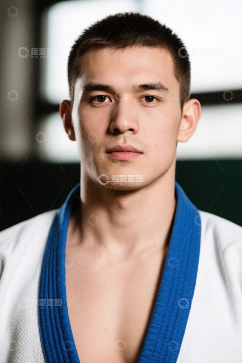 高清大图下载【趣麦麦图】年轻男子穿着白色柔道服