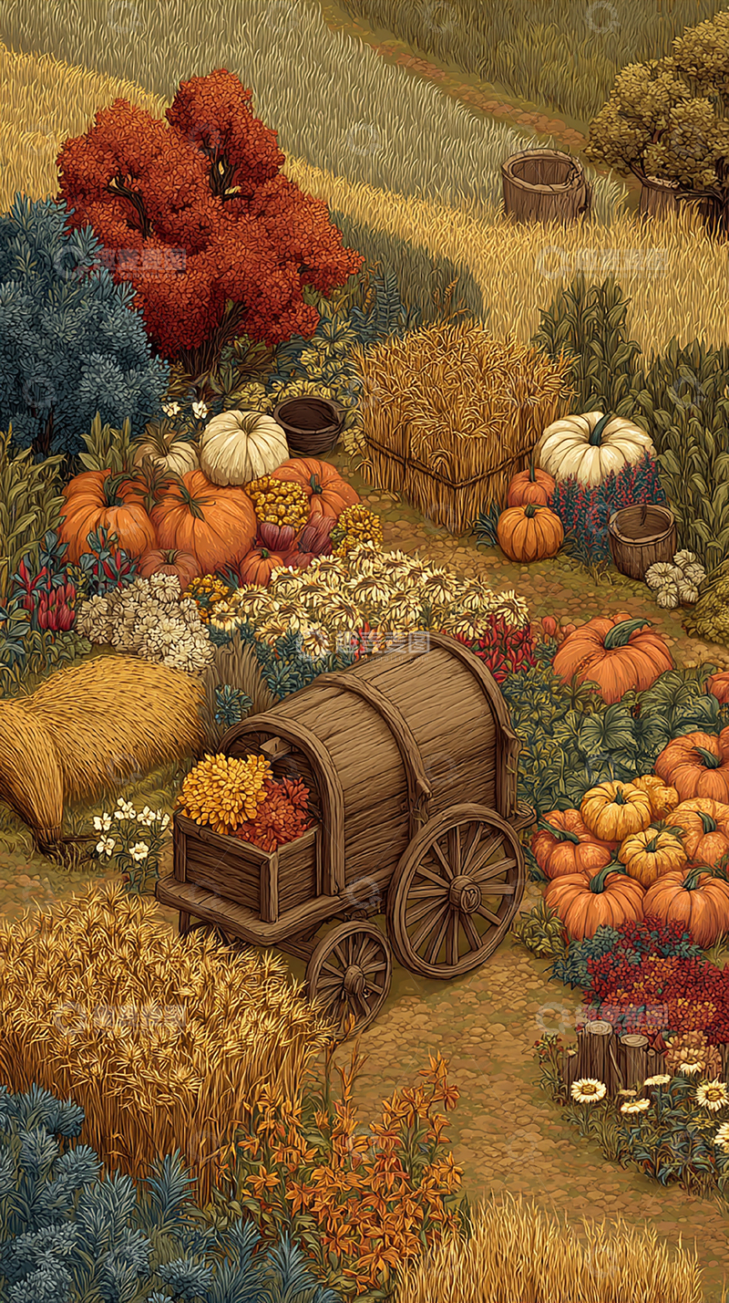 高清大图下载【趣麦麦图】秋日丰收场景