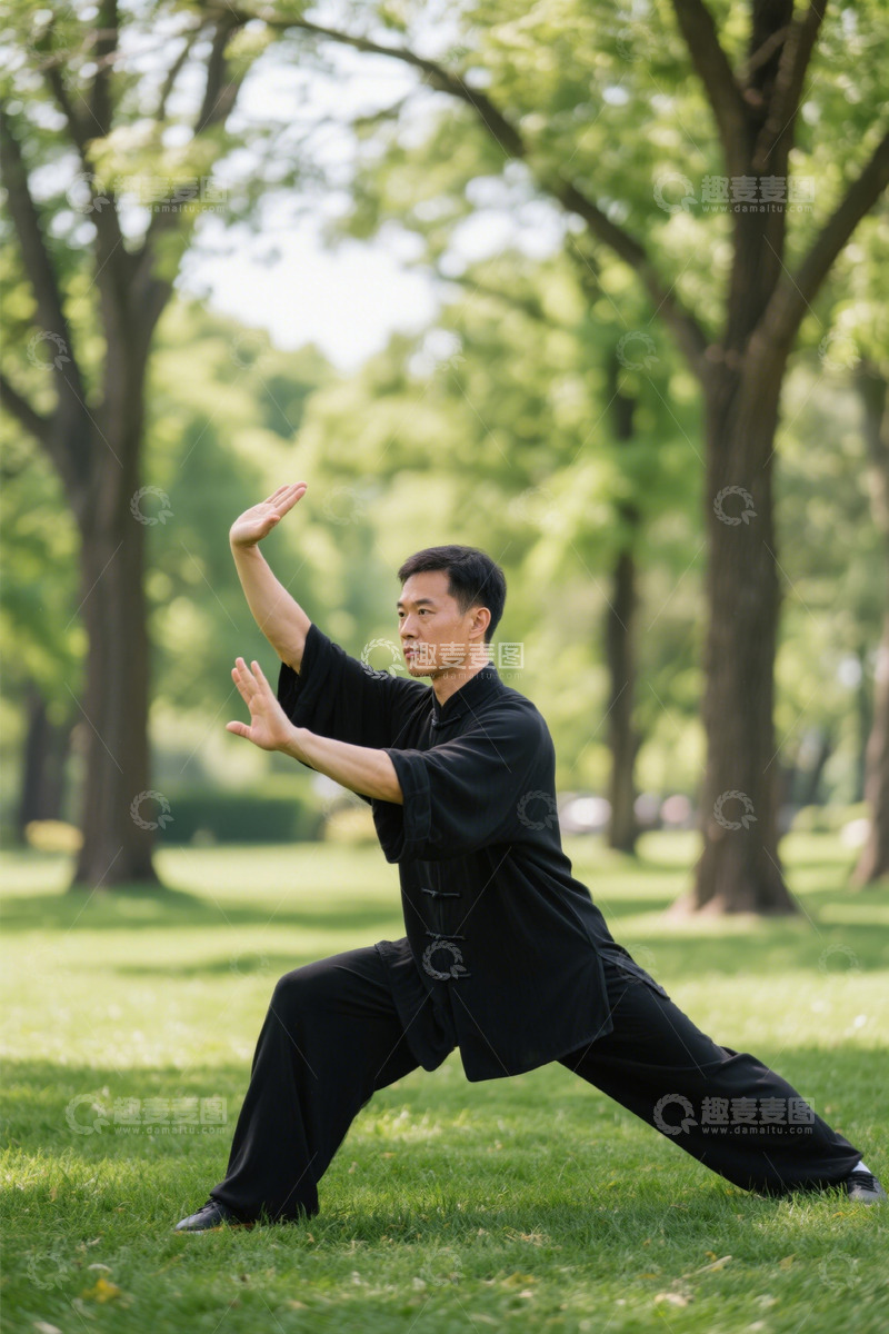 高清大图下载【趣麦麦图】公园里练太极的男人