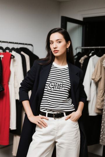 时尚女性服装店试穿服装