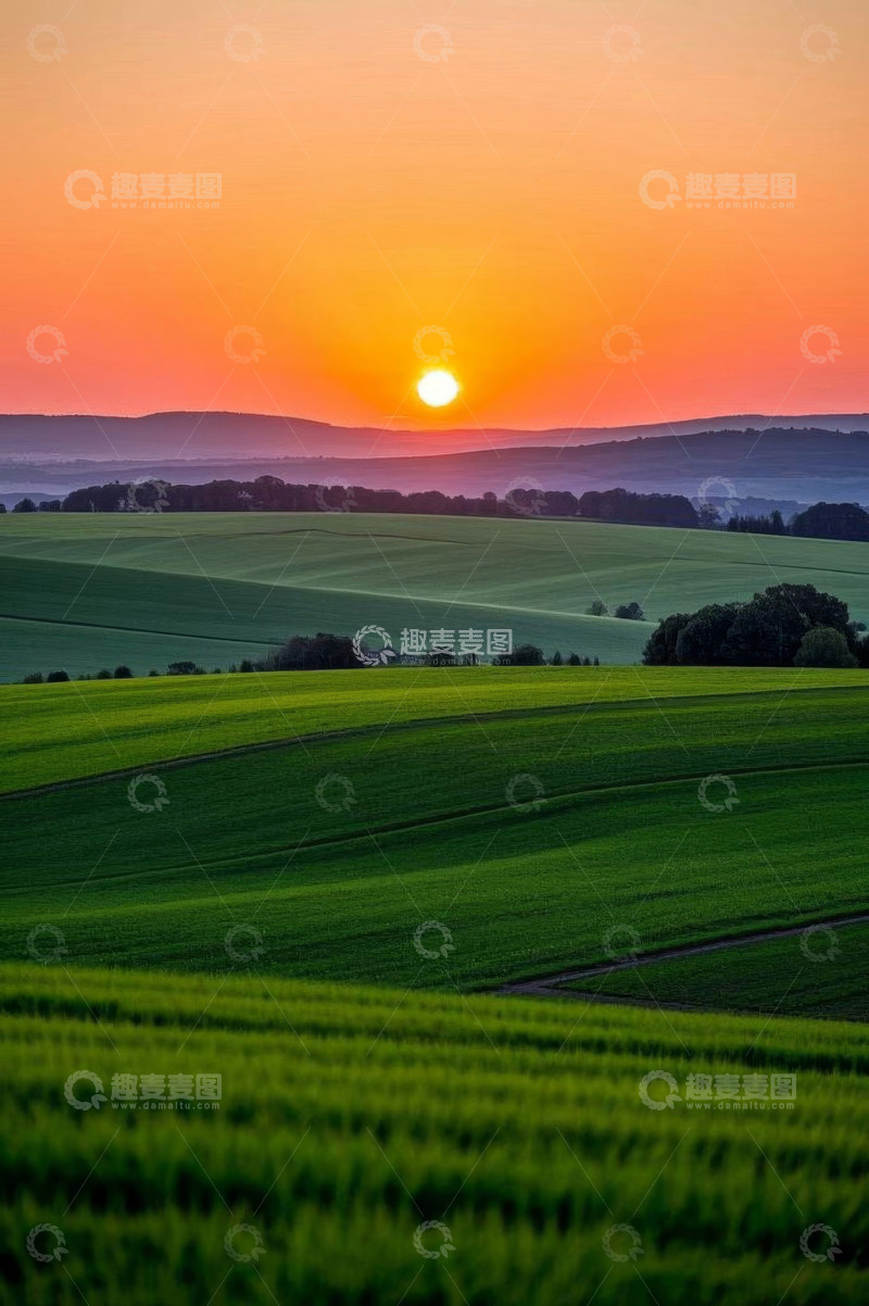 高清大图下载【趣麦麦图】田野日落自然风光