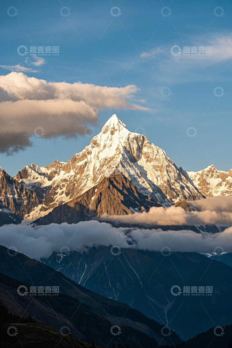 高清大图下载【趣麦麦图】壮丽雪山与云海自然风光