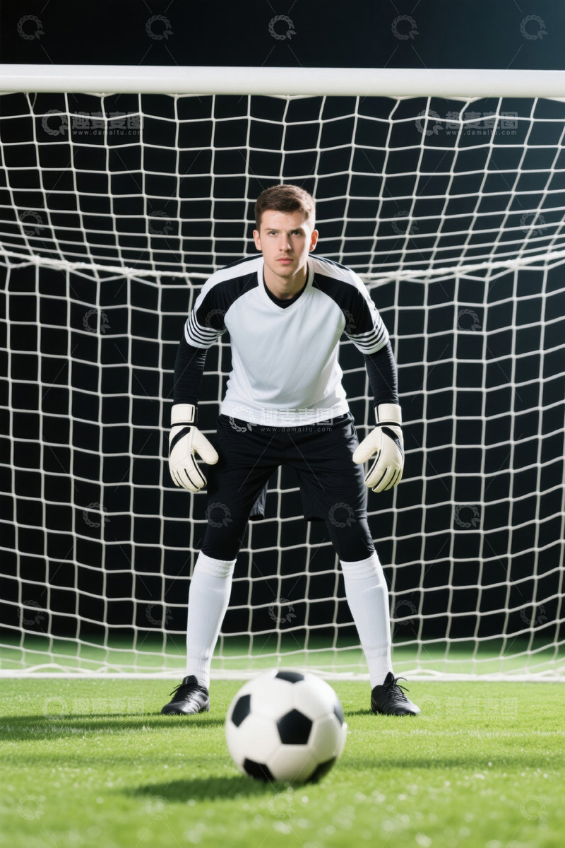 高清大图下载【趣麦麦图】守门员在球门前准备接球