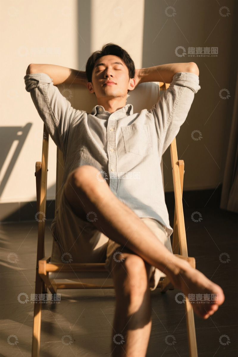 高清大图下载【趣麦麦图】阳光午后休闲男子
