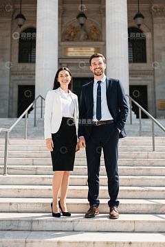 职场精英情侣户外合影