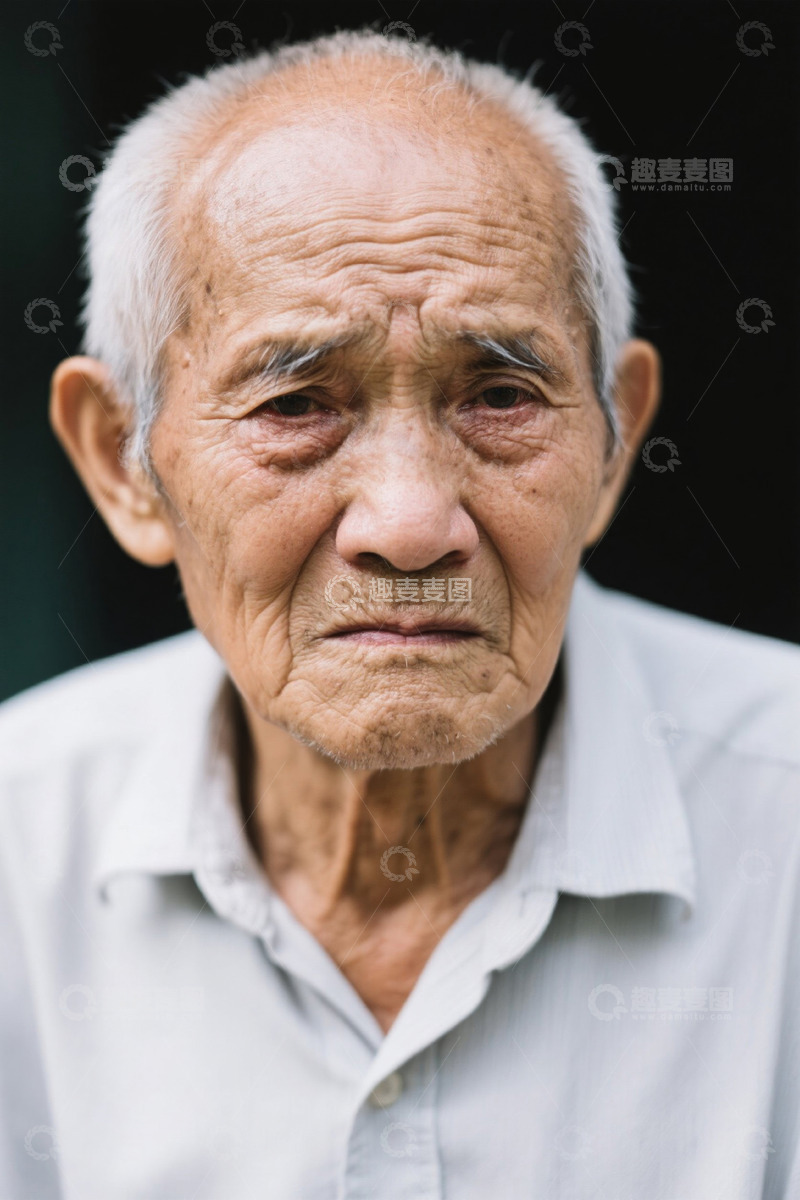高清大图下载【趣麦麦图】一位慈祥的亚洲老年人肖像
