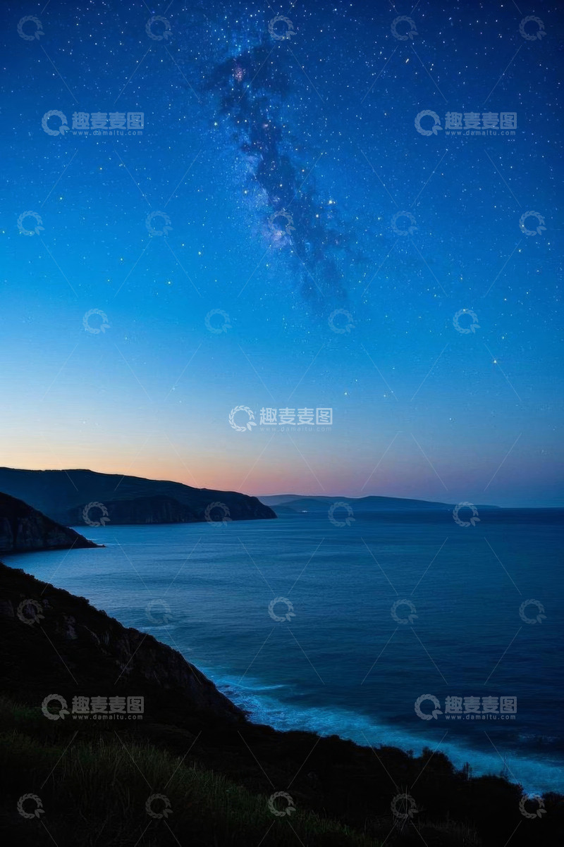 高清大图下载【趣麦麦图】海边夜空繁星景观