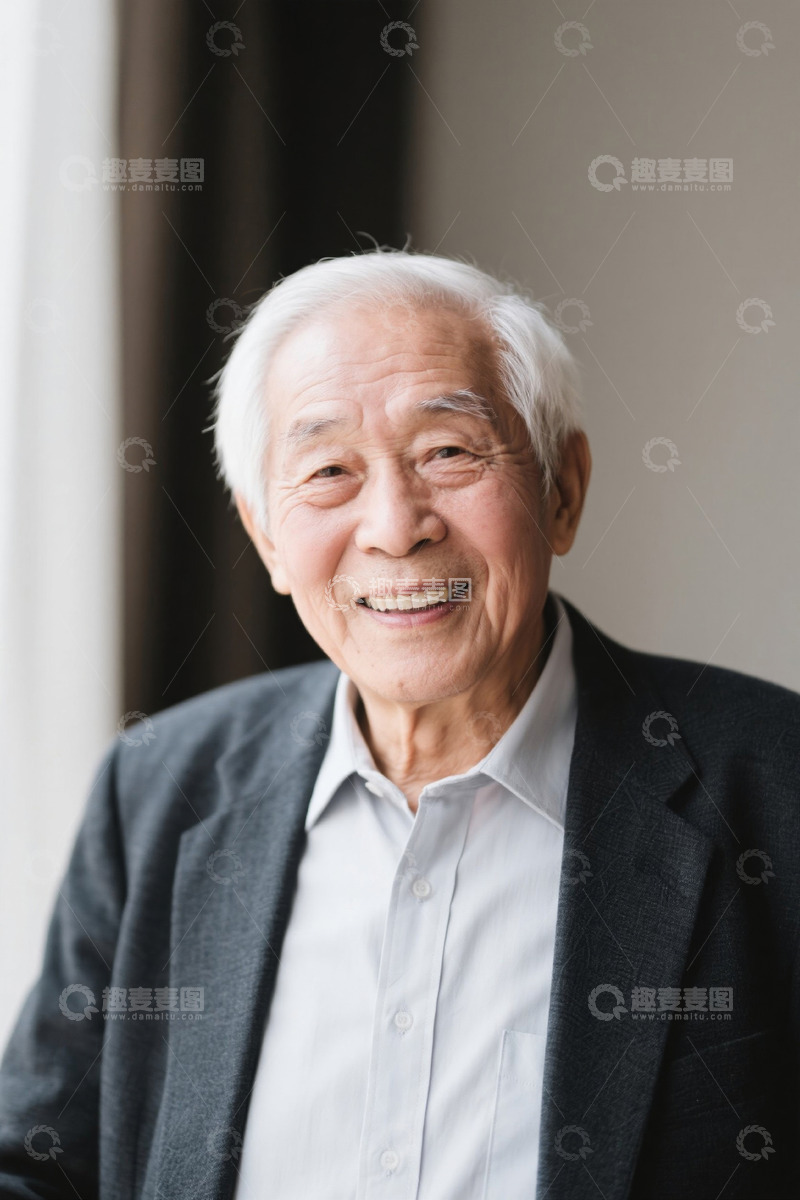 高清大图下载【趣麦麦图】微笑的老年男子肖像照片