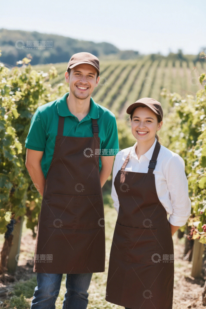 高清大图下载【趣麦麦图】葡萄园里笑容满面的年轻男女