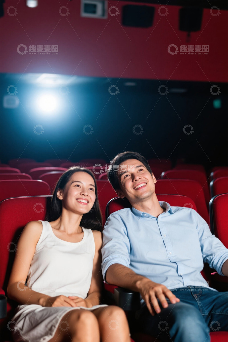 高清大图下载【趣麦麦图】情侣电影院甜蜜观影