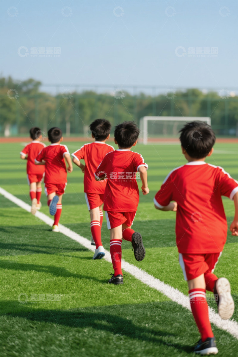 高清大图下载【趣麦麦图】足球少年训练赛跑绿茵场