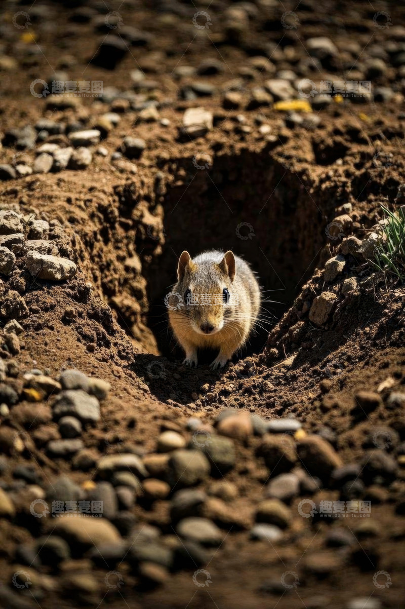 高清大图下载【趣麦麦图】土洞旁的小松鼠