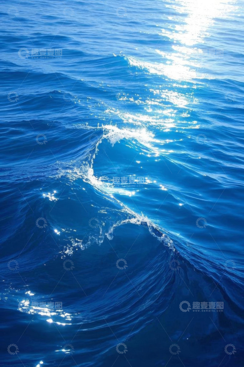 高清大图下载【趣麦麦图】蓝色海洋波光粼粼海浪画面