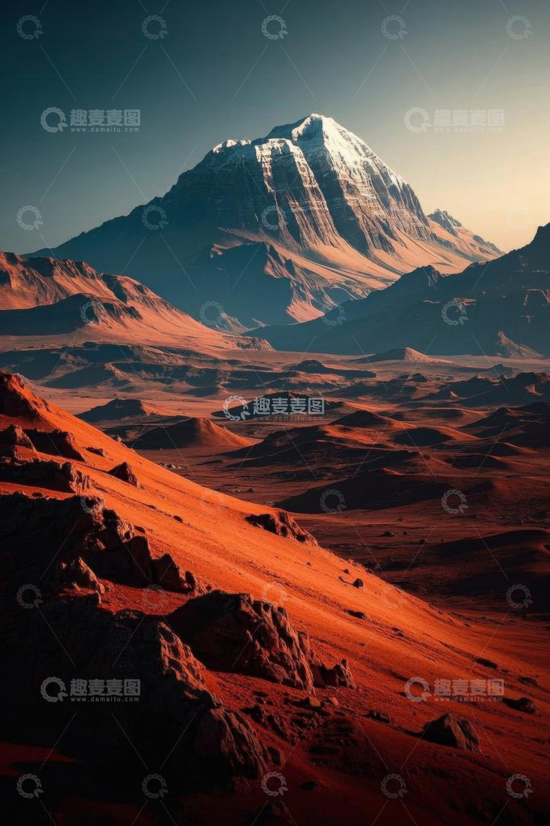 高清大图下载【趣麦麦图】沙漠中山峰壮丽景色