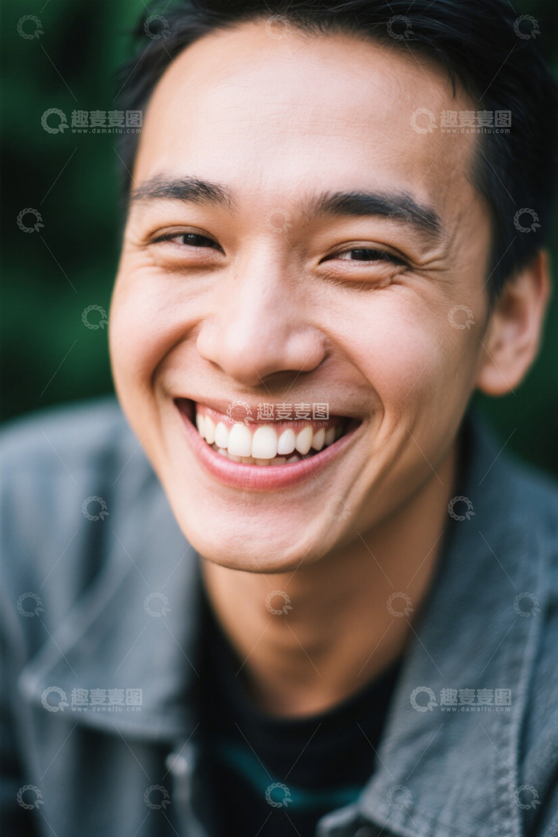 高清大图下载【趣麦麦图】快乐笑容的年轻男子特写