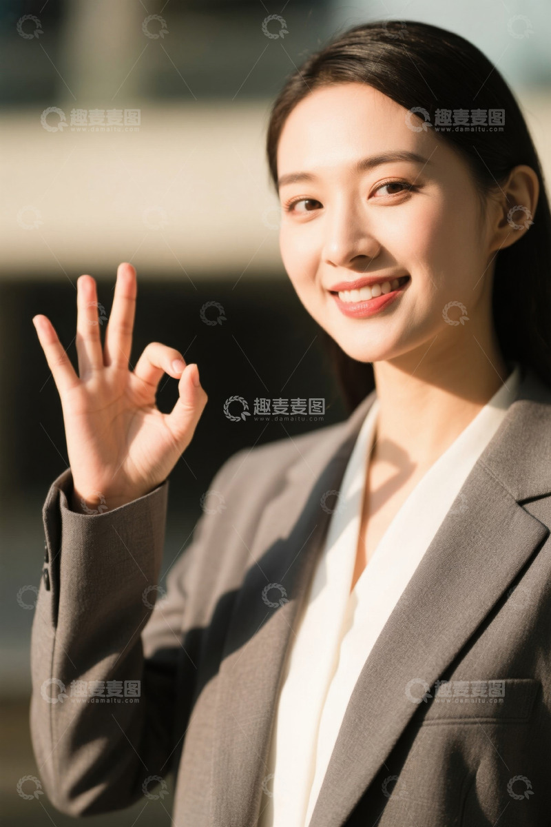 高清大图下载【趣麦麦图】职场女性OK手势自信微笑