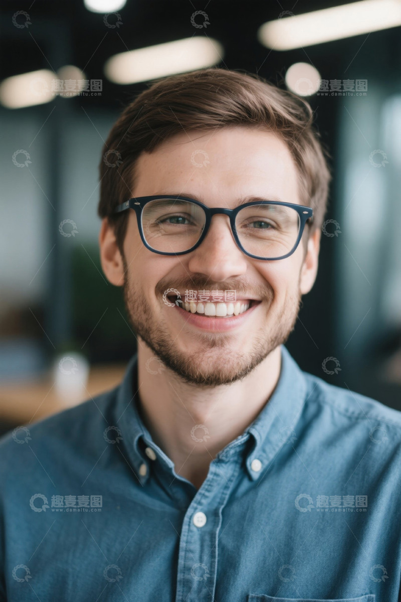 高清大图下载【趣麦麦图】笑容灿烂的年轻男士肖像