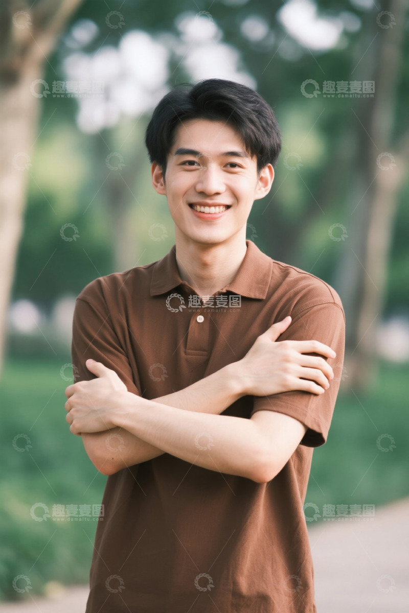 高清大图下载【趣麦麦图】阳光下笑容灿烂的亚洲年轻男子